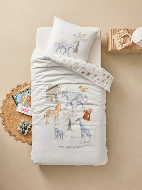 MISSION SAFARI duvet cover and pillowcase bedding set in cotton gauze, with recycled cotton ecru - vertbaudet enfant 