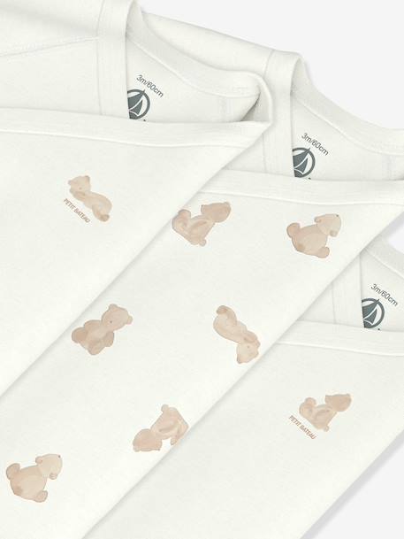 Pack of 3 Petit Bateau crossover bodysuits for babies white - vertbaudet enfant 