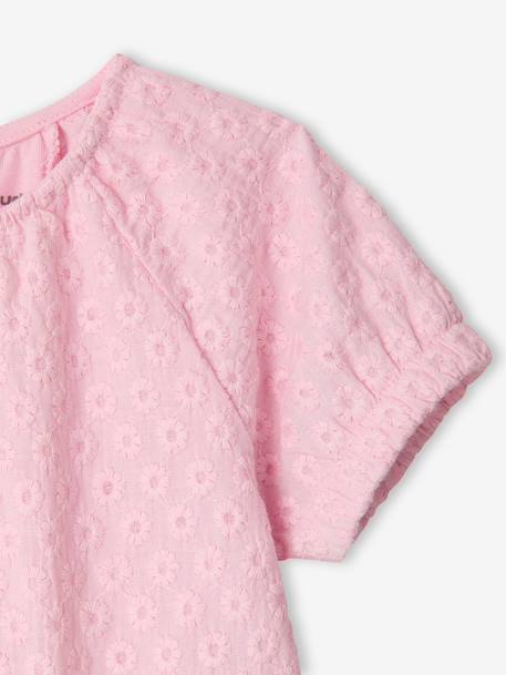 Embroidered short-sleeved T-shirt pale pink - vertbaudet enfant 