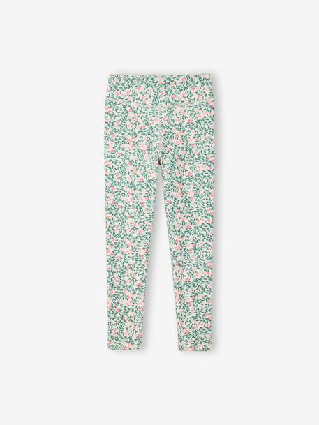 Girls' floral print sports leggings ecru - vertbaudet enfant 
