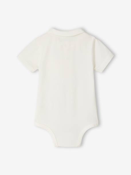 Pack of 2 Bodysuits with Polo Shirt Collar & Pocket, for Newborns ecru+sky blue - vertbaudet enfant 