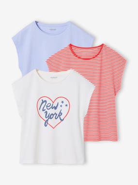 Lot de 3 tee-shirts fille fantaisie manches courtes - vertbaudet enfant Fille-T-shirt, sous-pull-T-shirt-Lot de 3 tee-shirts fille fantaisie manches courtes