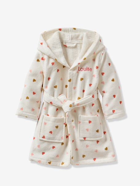 Peignoir bébé COEUR, avec coton recyclé blanc imprimé - vertbaudet enfant 