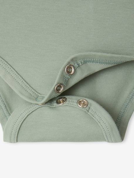 Pack of 2 Short-Sleeved Bodysuits with Fancy Collar, for Babies coral+sage green - vertbaudet enfant 