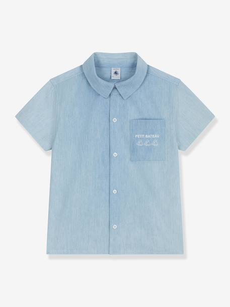 Boy's short-sleeved chambray shirt - light blue, Boys Boy's short-sleeved chambray shirt - light blue, Boys
