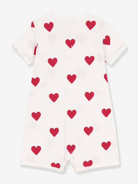 Baby playsuit in cotton with hearts white - vertbaudet enfant 
