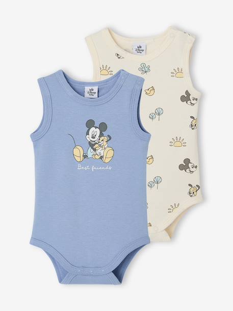 Lot de 2 bodies bébé garçon sans manches bleu jean - vertbaudet enfant 