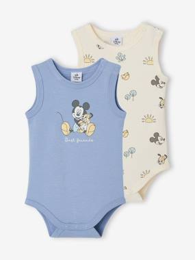 Baby-Bodysuits-Pack of 2 sleeveless baby boy bodysuits 