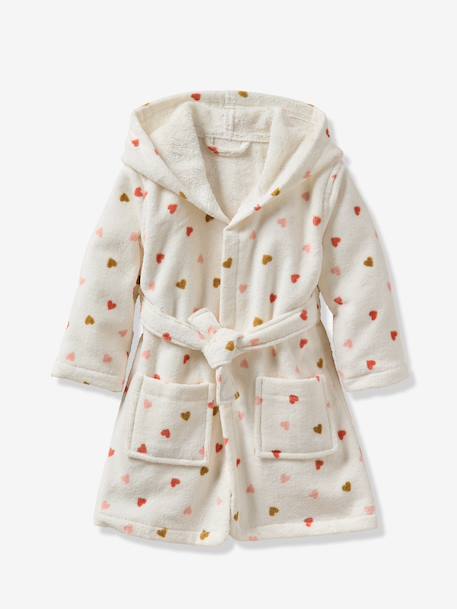 Peignoir bébé COEUR, avec coton recyclé blanc imprimé - vertbaudet enfant 