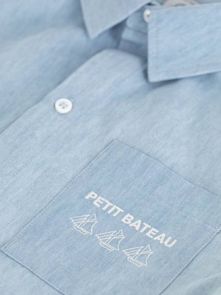 Boy's short-sleeved chambray shirt light blue - vertbaudet enfant 