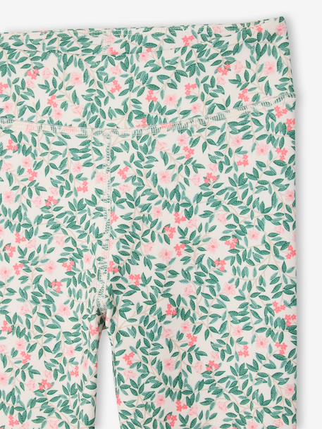 Girls' floral print sports leggings ecru - vertbaudet enfant 