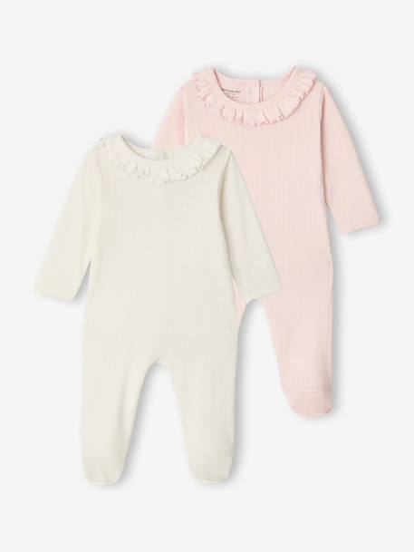 Lot 2 pyjama bébé fille uni rose - vertbaudet enfant 