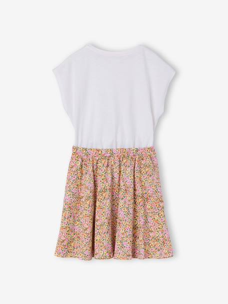 2-in-1 effect dress for girls ecru+navy blue+printed white+vanilla - vertbaudet enfant 