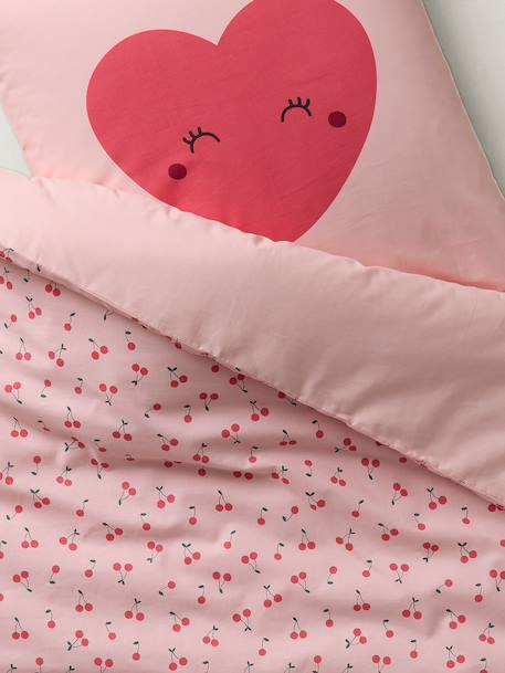 Zipped Bedding Set with Recycled Cotton, CHERRY printed pink - vertbaudet enfant 