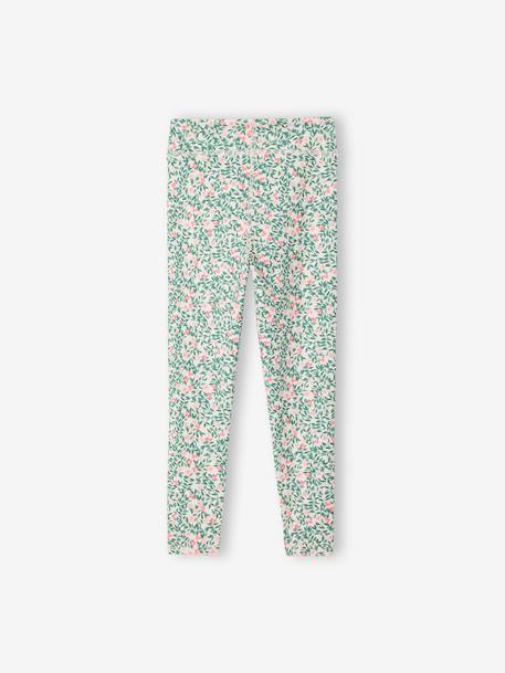 Girls' floral print sports leggings ecru - vertbaudet enfant 