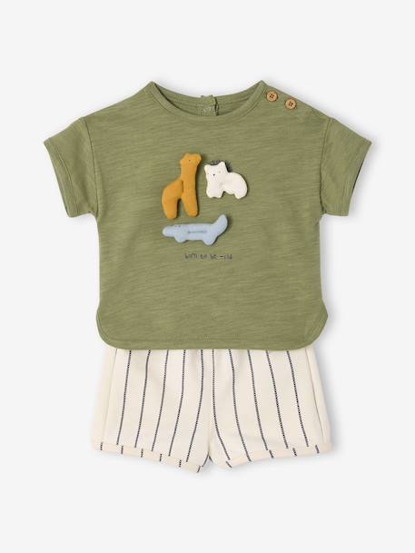 Set of 2 cotton pieces for boys khaki - vertbaudet enfant 