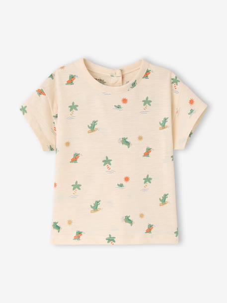 Organic cotton palm tree t-shirt ecru - vertbaudet enfant 