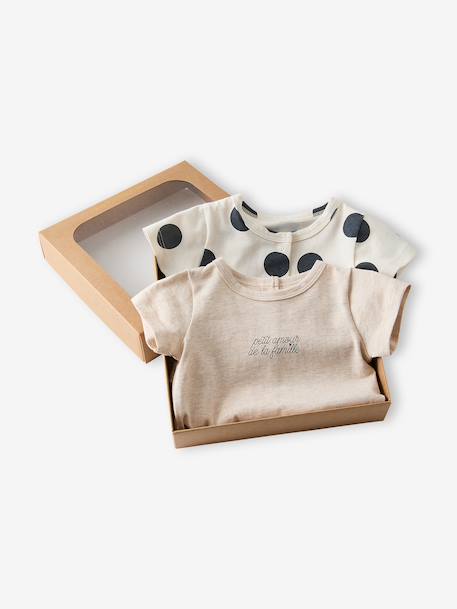 Newborn set of 2 playsuits in organic cotton marl beige - vertbaudet enfant 