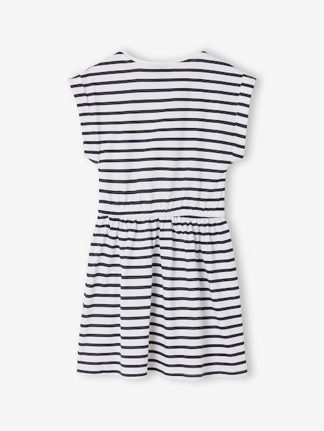 Minnie short-sleeved striped dress striped navy blue - vertbaudet enfant 