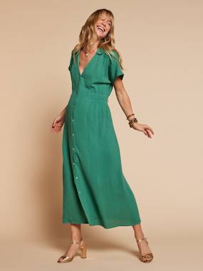 -Robe longue col chemise grossesse allaitement 