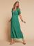 Robe longue col chemise grossesse allaitement vert émeraude - vertbaudet enfant 