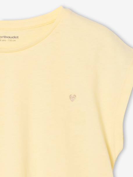 Plain Basics T-Shirt for Girls aqua green+ecru+navy blue+pale yellow+sweet pink - vertbaudet enfant 
