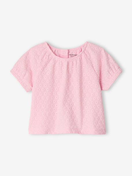Embroidered short-sleeved T-shirt pale pink - vertbaudet enfant 