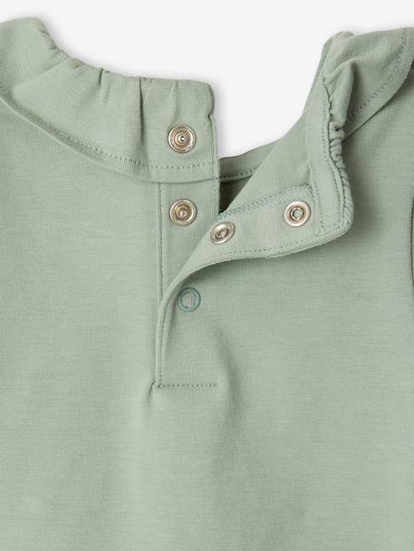 Pack of 2 Short-Sleeved Bodysuits with Fancy Collar, for Babies coral+sage green - vertbaudet enfant 