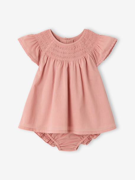 Dress and bloomer set for baby girls in cotton blush - vertbaudet enfant 