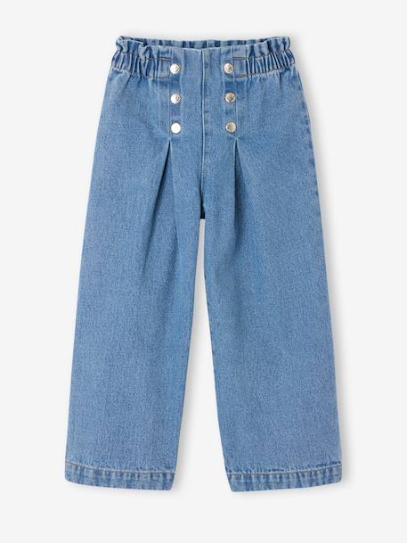 Girls’ Wide-Leg Denim Trousers medium blue - vertbaudet enfant 