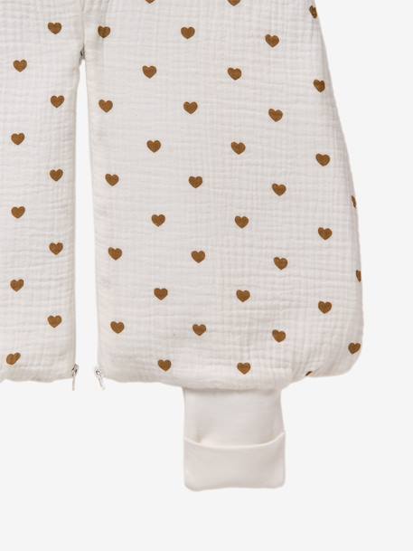 Cotton muslin HEARTS summer pramwsuit printed white - vertbaudet enfant 