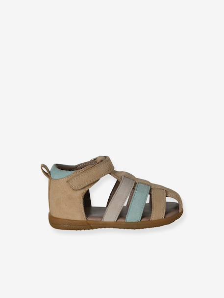 Leather Sandals for Baby Boys, Designed for First Steps brown+navy blue+set beige - vertbaudet enfant 