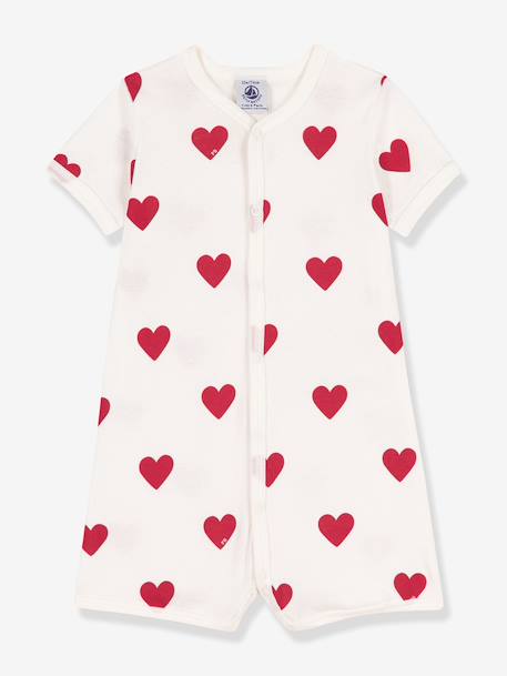 Baby playsuit in cotton with hearts white - vertbaudet enfant 