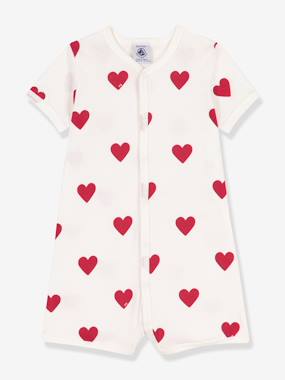 Bébé-Salopette, combinaison-Combicourt bébé coton coeurs