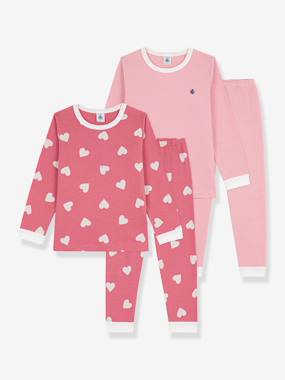 Girls-Nightwear-Pack of 2 cotton pyjamas Petit Bateau 