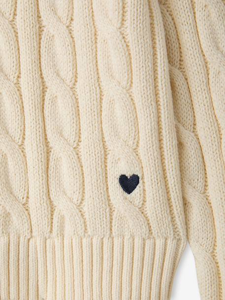 Jonen girl's cable knit jumper vanilla - vertbaudet enfant 