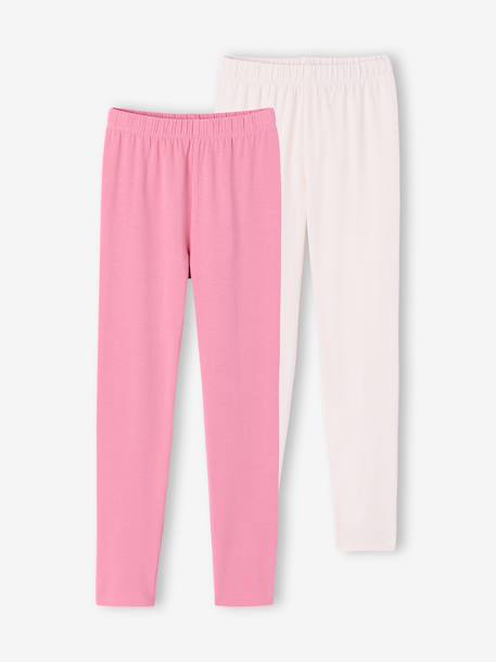 Lot de 2 leggings fille Basics anthracite+écru+gris chiné+noir+lot gris anthracite + bleu mar - vertbaudet enfant 