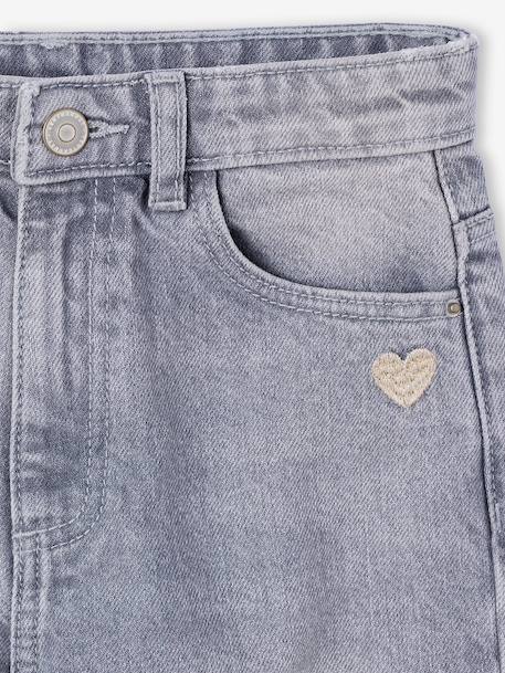 Wide-Leg Jeans, Frayed Hems, for Girls bleached denim+grey+stone - vertbaudet enfant 