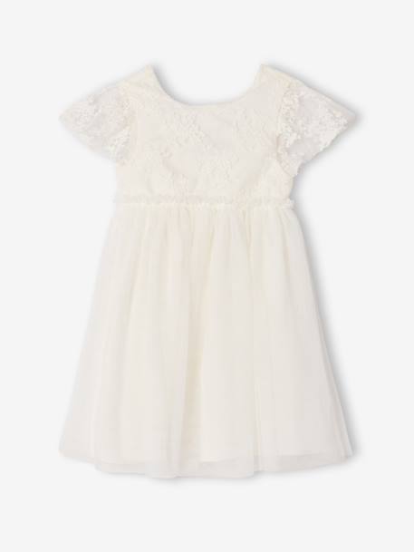 Girl's lace and tulle dress white - vertbaudet enfant 