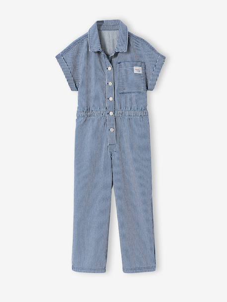 Striped girl's jumpsuit striped blue - vertbaudet enfant 