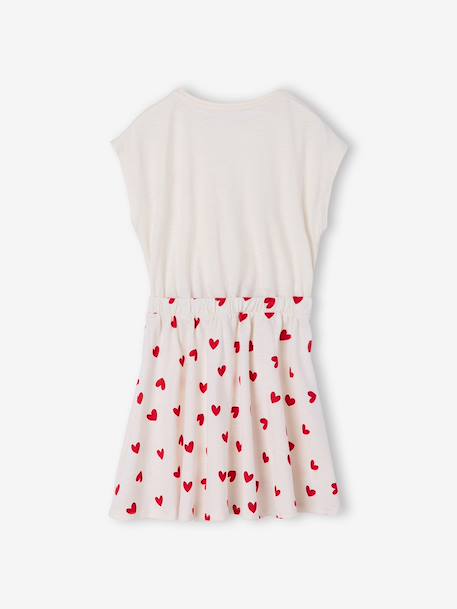 2-in-1 effect dress for girls ecru+navy blue+printed white+vanilla - vertbaudet enfant 
