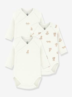 -Pack of 3 Petit Bateau crossover bodysuits for babies 