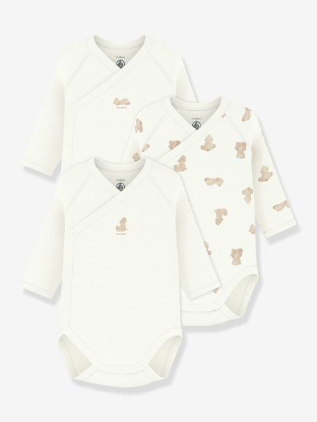 Pack of 3 Petit Bateau crossover bodysuits for babies white - vertbaudet enfant 