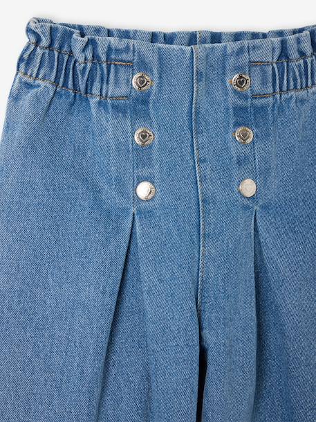 Girls’ Wide-Leg Denim Trousers medium blue - vertbaudet enfant 