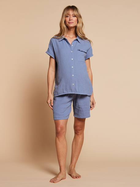 Nursing clothes maternity short pyjamas chambray blue - vertbaudet enfant 