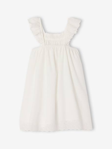 Flared dress in cotton embroidery white - vertbaudet enfant 