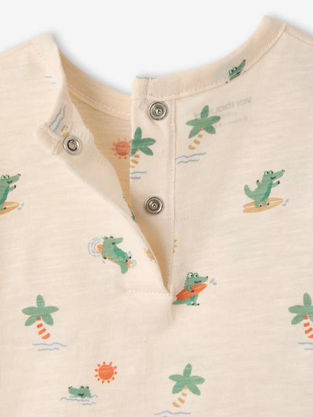 Organic cotton palm tree t-shirt ecru - vertbaudet enfant 