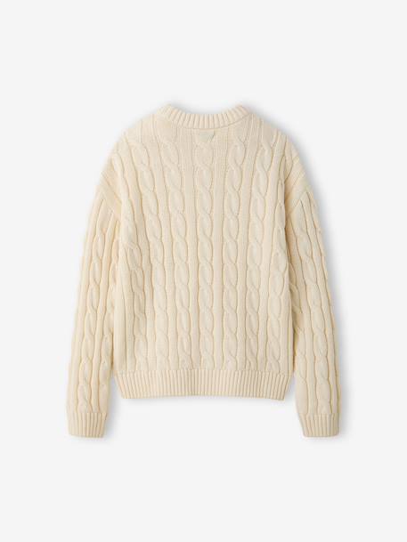 Jonen girl's cable knit jumper vanilla - vertbaudet enfant 