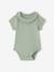 Pack of 2 Short-Sleeved Bodysuits with Fancy Collar, for Babies coral+sage green - vertbaudet enfant 