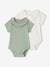 Pack of 2 Short-Sleeved Bodysuits with Fancy Collar, for Babies coral+sage green - vertbaudet enfant 